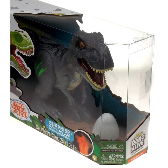 Zuru Robo Alive T-Rex Gray Real Life Robotic Pets Sounds Dino Slime Egg Glow - Picture 1 of 4